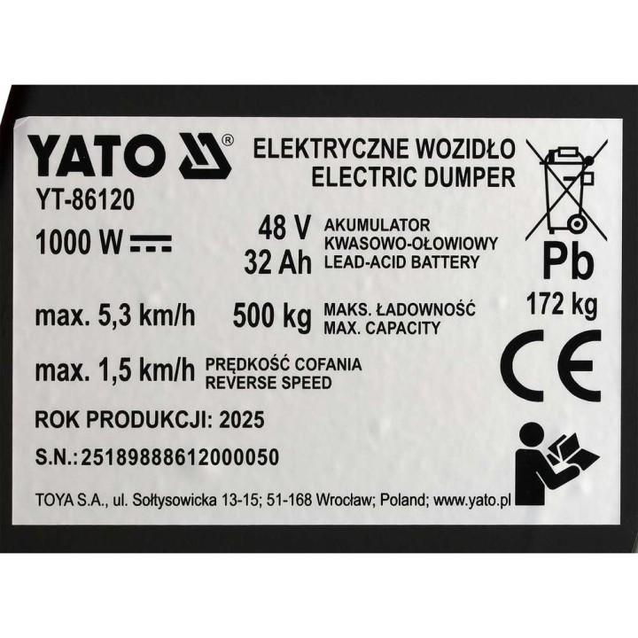 YATO YT-86120 – Wozidło elektryczne 500 kg | Emrotech